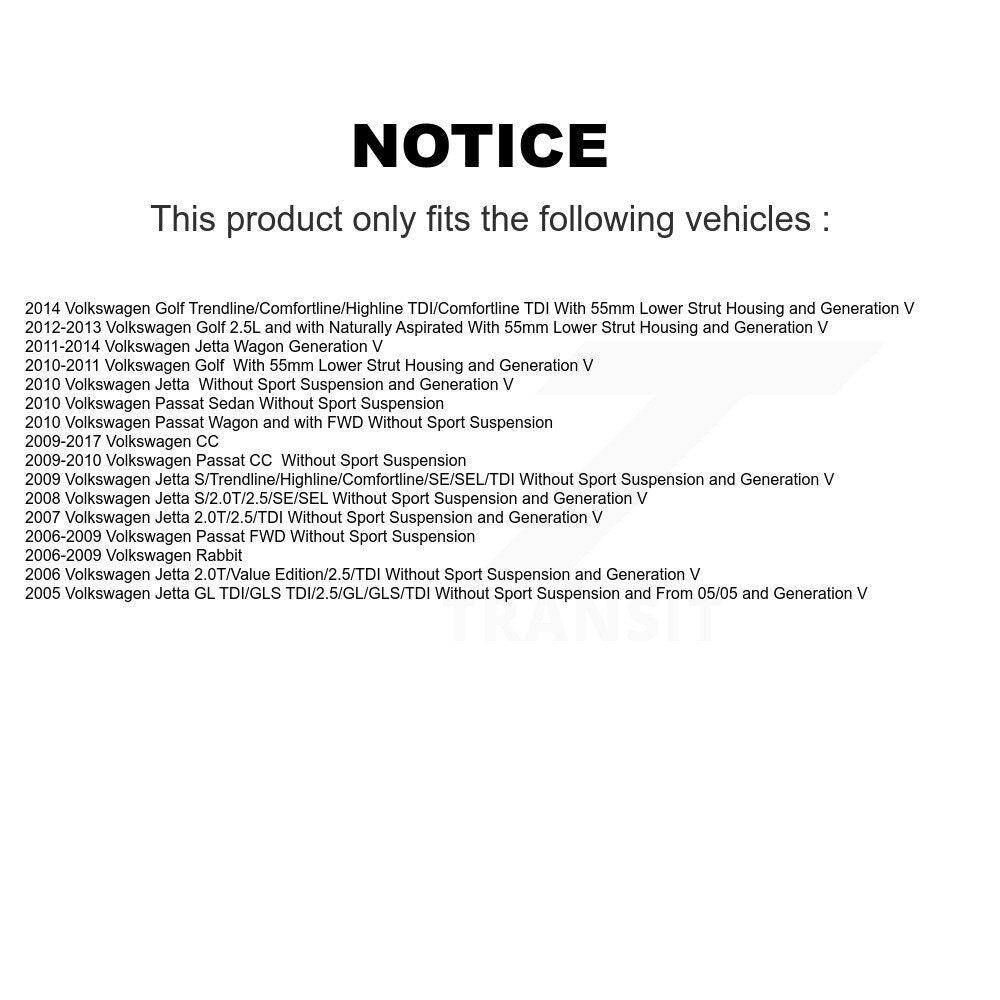 [Avant et Arrière] Jambe de suspension pour Volkswagen Jetta Golf Rabbit Passat CC K78-100916