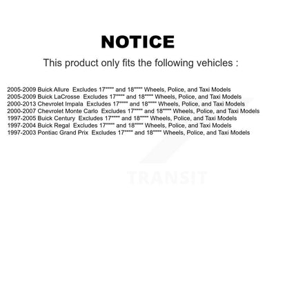 [Avant] Kit d'ensemble de jambe de suspension avec ressort hélicoïdal pour Chevrolet Impala Buick Century LaCrosse Monte Carlo Pontiac Grand Prix Regal Allure Excludes 17" 18" Wheels Police Taxi Models K78A-100002
