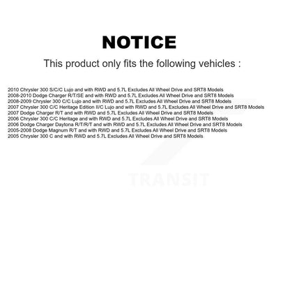 [Avant] Kit d'ensemble de jambe de suspension avec ressort hélicoïdal pour Dodge Chrysler 300 Charger Magnum Excludes All Wheel Drive SRT8 Models K78A-100031