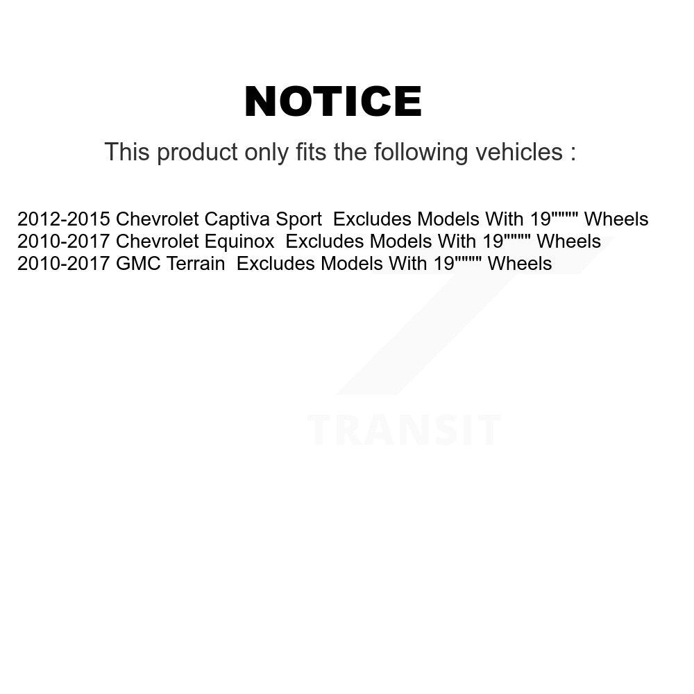 [Avant] Kit d'ensemble de jambe de suspension avec ressort hélicoïdal pour Chevrolet Equinox GMC Terrain Captiva Sport Excludes Models avec 19" Wheels K78A-100123