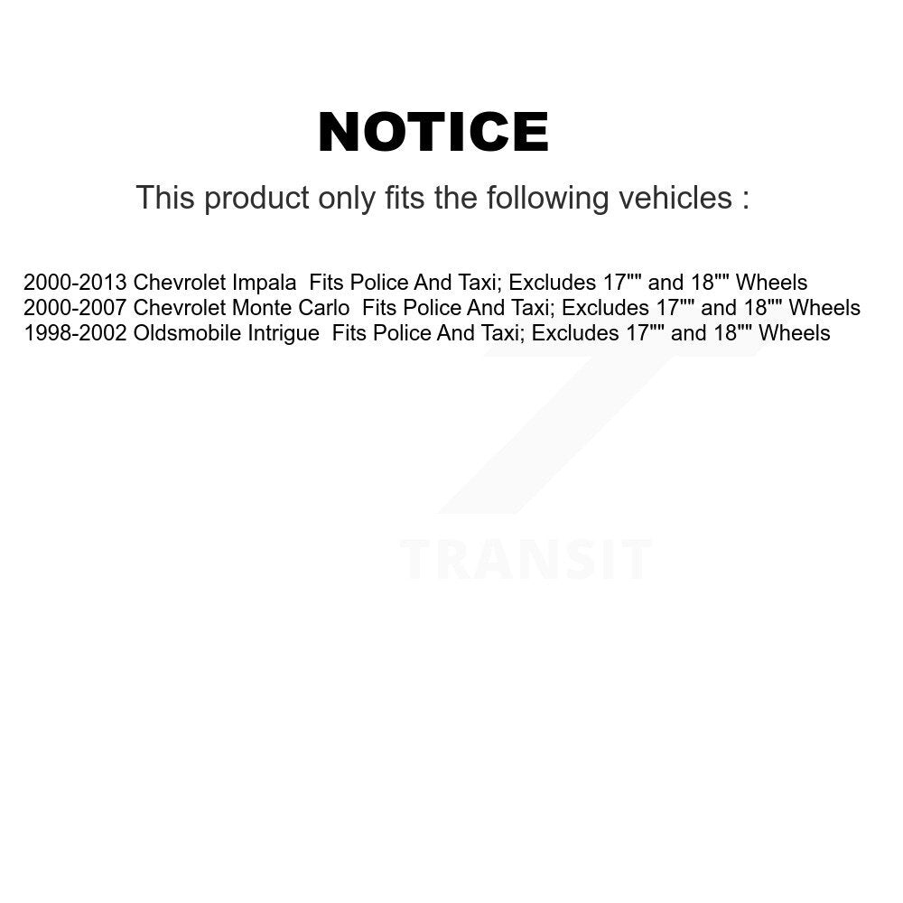 [Arrière] Kit d'ensemble de jambe de suspension avec ressort hélicoïdal pour Chevrolet Impala Monte Carlo Oldsmobile Intrigue Fits Police Taxi; Excludes 17" 18" Wheels K78A-100264