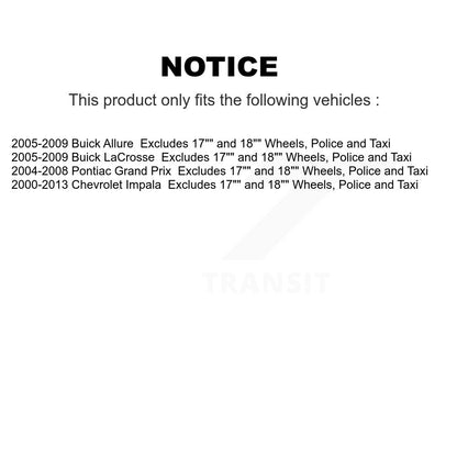 [Arrière] Kit d'ensemble de jambe de suspension avec ressort hélicoïdal pour Chevrolet Impala Pontiac Grand Prix Buick LaCrosse Allure Excludes 17" 18" Wheels Police Taxi K78A-100280