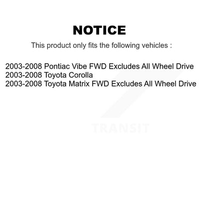 [Arrière] Kit d'ensemble de jambe de suspension avec ressort hélicoïdal pour 2003-2008 Toyota Corolla Matrix Pontiac Vibe K78A-100285