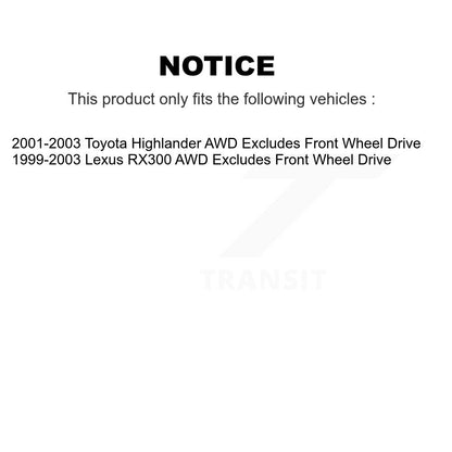 [Arrière] Kit d'ensemble de jambe de suspension avec ressort hélicoïdal pour Lexus RX300 Toyota Highlander Excludes Front Wheel Drive AWD K78A-100290