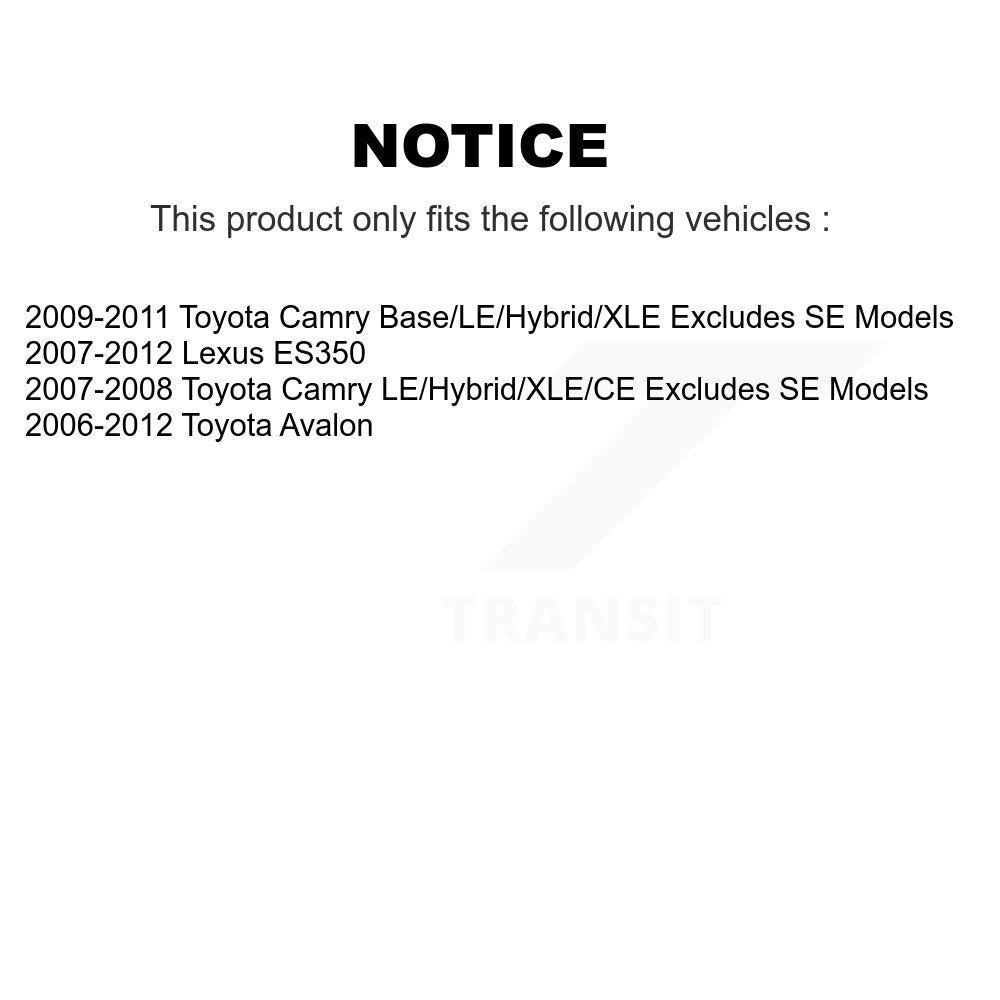 [Avant + Arrière] Kit d'ensemble de jambe de suspension avec ressort hélicoïdal pour Toyota Camry Avalon Lexus ES350 K78A-100304