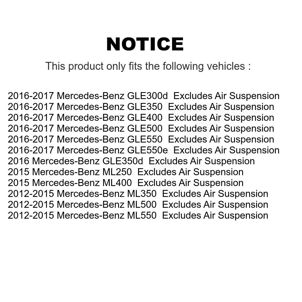[Avant] Kit d'ensemble de jambe de suspension avec ressort hélicoïdal pour Mercedes-Benz ML350 GLE350 ML400 GLE400 ML550 ML250 GLE300d GLE550e ML500 GLE500 GLE550 GLE350d Excludes Air Suspension K78A-100375