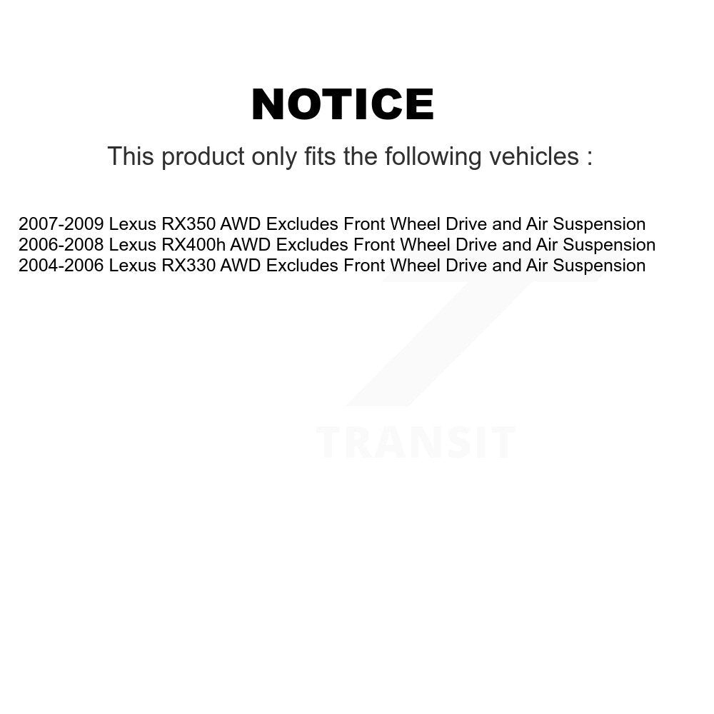 [Avant] Ensemble de jambe de suspension avec ressort hélicoïdal pour Lexus RX350 RX330 RX400h AWD K78A-100486