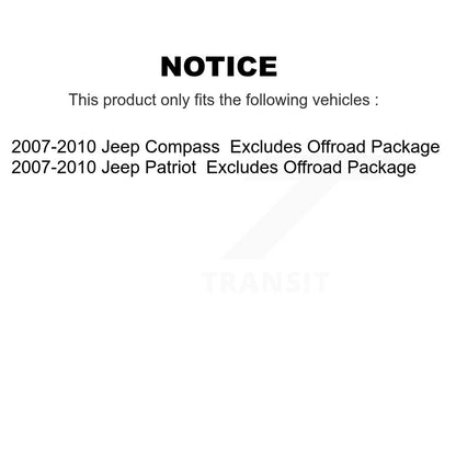 [Avant et Arrière] Ensemble de jambe de suspension avec ressort hélicoïdal pour 2007-2010 Jeep Patriot Compass Excludes Offroad Package K78A-100505