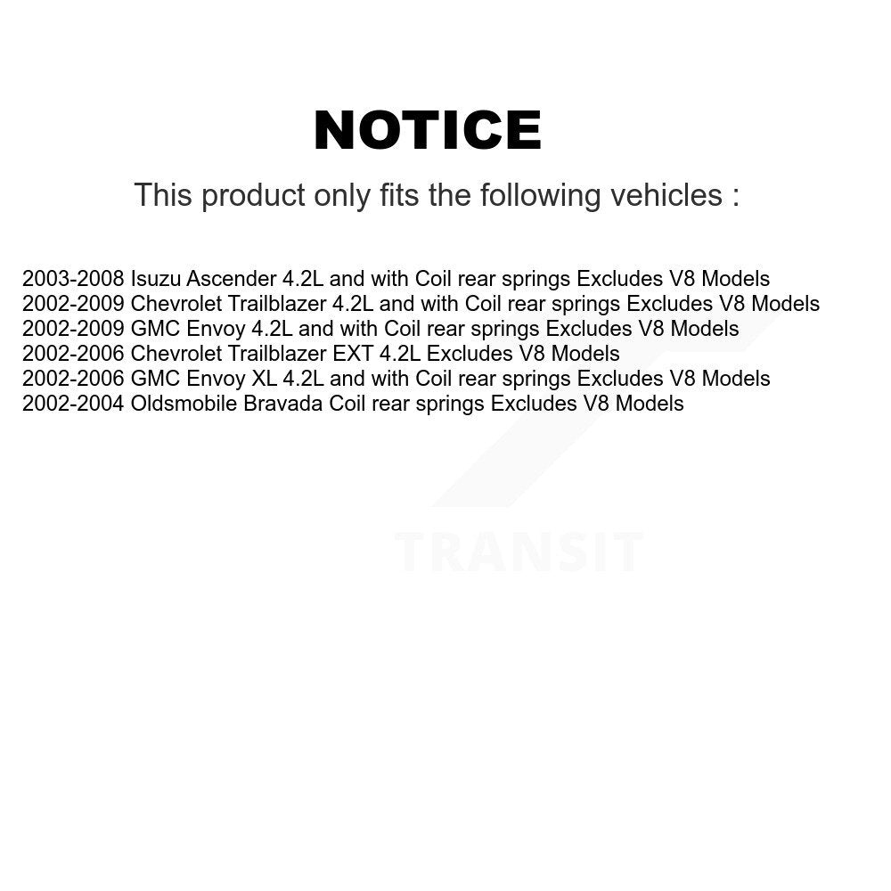 [Avant et Arrière] Ensemble de jambe de suspension avec ressort hélicoïdal pour Chevrolet GMC Trailblazer Envoy XL EXT Oldsmobile Isuzu K78M-100024