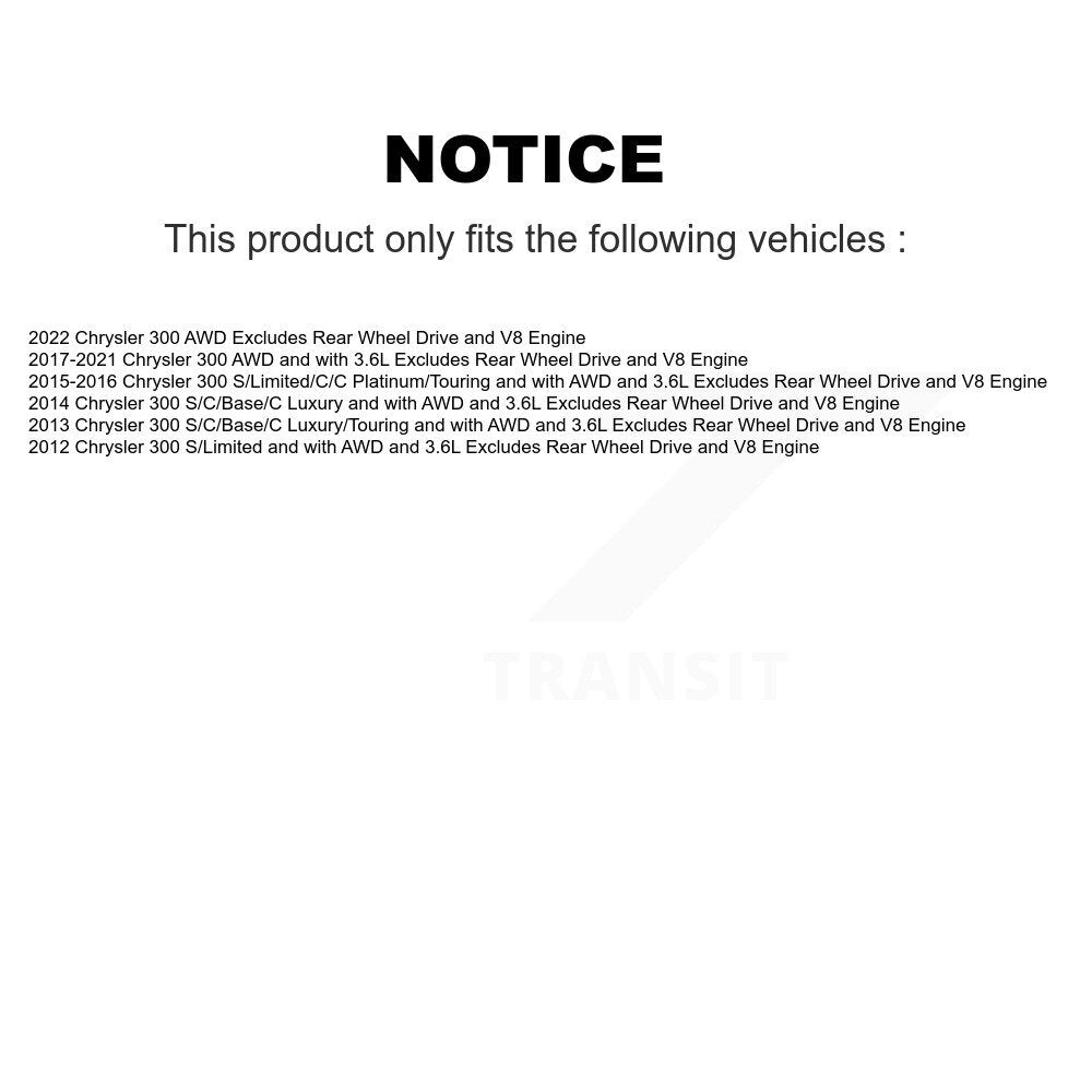 [Avant et Arrière] Ensemble de jambe de suspension avec ressort hélicoïdal pour Chrysler 300 Excludes Wheel Drive V8 Engine K78M-100095