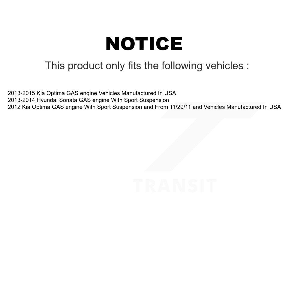 [Avant et Arrière] Ensemble de jambe de suspension avec ressort hélicoïdal pour Kia Optima Hyundai Sonata K78M-100257
