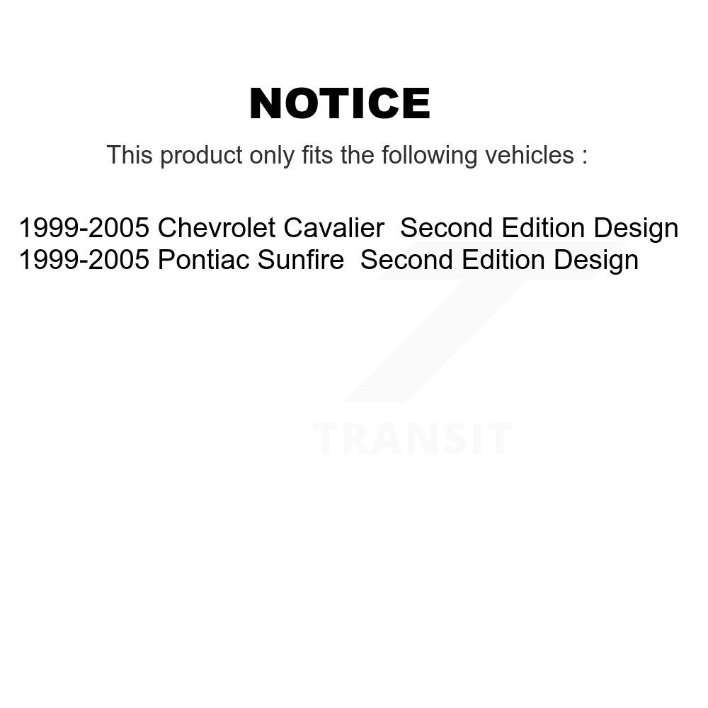 [Avant et Arrière] Ensemble de jambe de suspension avec ressort hélicoïdal pour Chevrolet Cavalier Pontiac Sunfire Second Edition Design K78M-100314