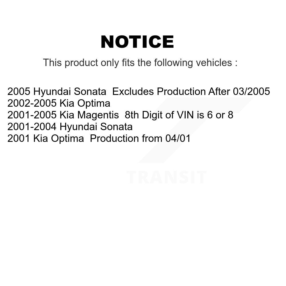 [Avant et Arrière] Ensemble de jambe de suspension avec ressort hélicoïdal pour Hyundai Sonata Kia Optima Magentis K78M-100317