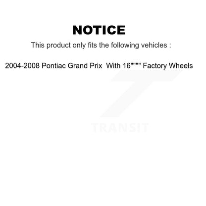 [Avant et Arrière] Ensemble de jambe de suspension avec ressort hélicoïdal pour 2004-2008 Pontiac Grand Prix With 16" Factory Wheels K78M-100319