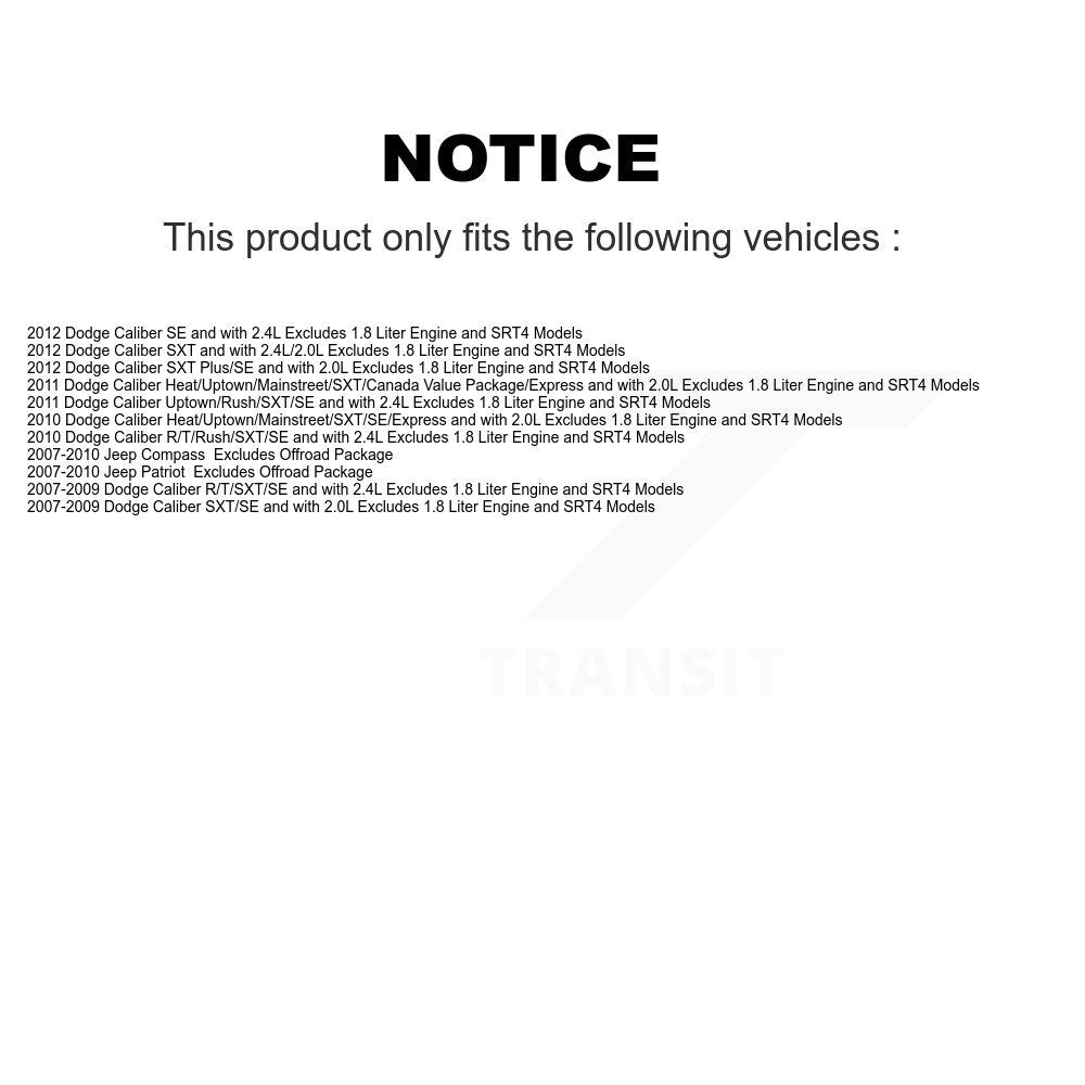 [Avant et Arrière] Ensemble de jambe de suspension avec ressort hélicoïdal pour Jeep Dodge Caliber Patriot Compass K78M-100329