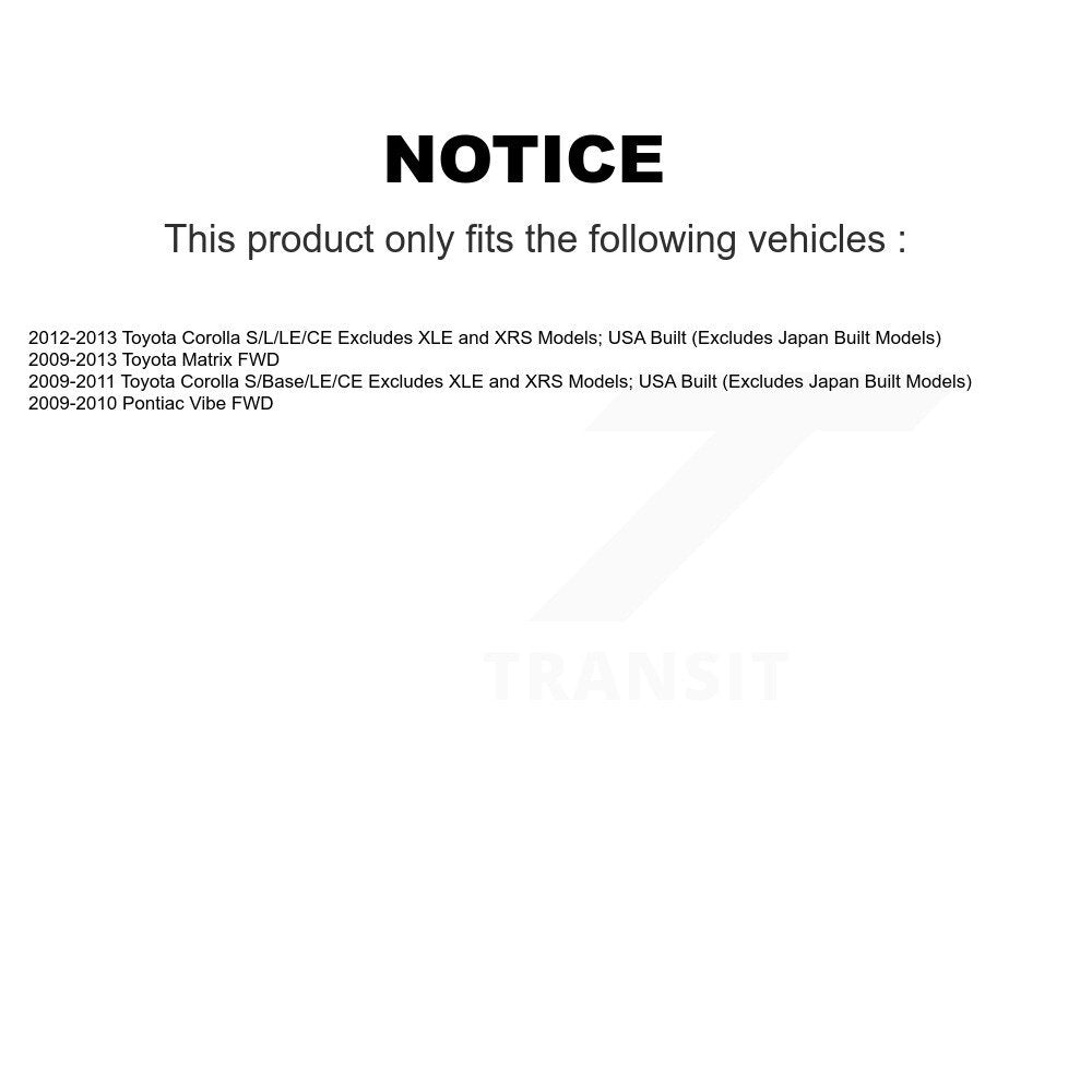 [Avant et Arrière] Ensemble de jambe de suspension avec ressort hélicoïdal pour Toyota Corolla Matrix Pontiac Vibe K78M-100338