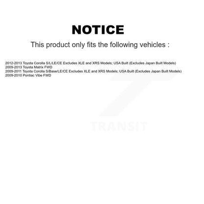 [Avant et Arrière] Ensemble de jambe de suspension avec ressort hélicoïdal pour Toyota Corolla Matrix Pontiac Vibe K78M-100338