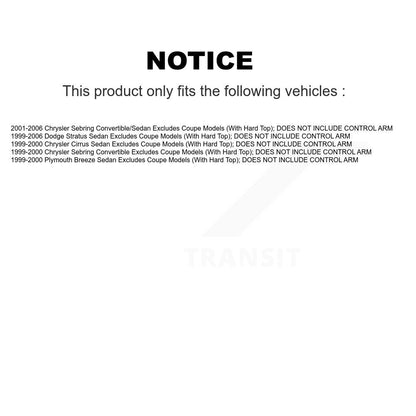 [Avant et Arrière] Ensemble de jambe de suspension avec ressort hélicoïdal pour Chrysler Sebring Cirrus Dodge Stratus Plymouth Breeze K78M-100344