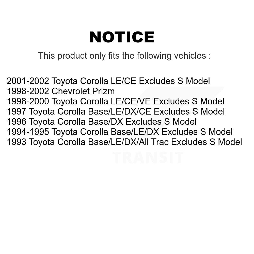 [Avant et Arrière] Ensemble de jambe de suspension avec ressort hélicoïdal pour Toyota Corolla Chevrolet Prizm K78M-100357