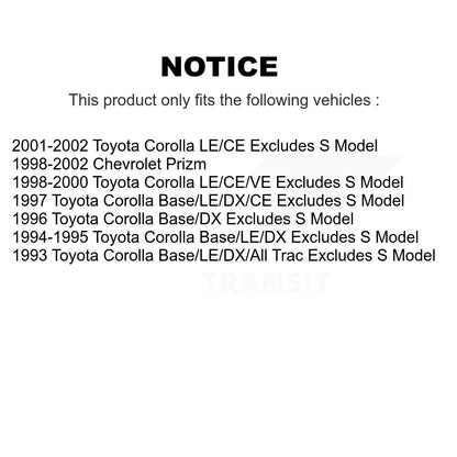 [Avant et Arrière] Ensemble de jambe de suspension avec ressort hélicoïdal pour Toyota Corolla Chevrolet Prizm K78M-100357