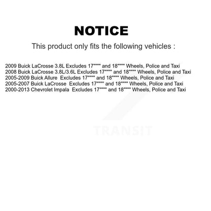 [Avant et Arrière] Ensemble de jambe de suspension avec ressort hélicoïdal pour Chevrolet Impala Buick LaCrosse Allure K78M-100381