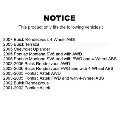 [Avant] Kit d'ensemble roulement de roue et moyeu pour Buick Rendezvous Pontiac Aztek Chevrolet Uplander Montana Terraza K7T-100176