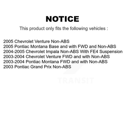 [Avant] Kit d'ensemble roulement de roue et moyeu pour Chevrolet Venture Pontiac Monte Carlo Montana Grand Prix K7T-100189