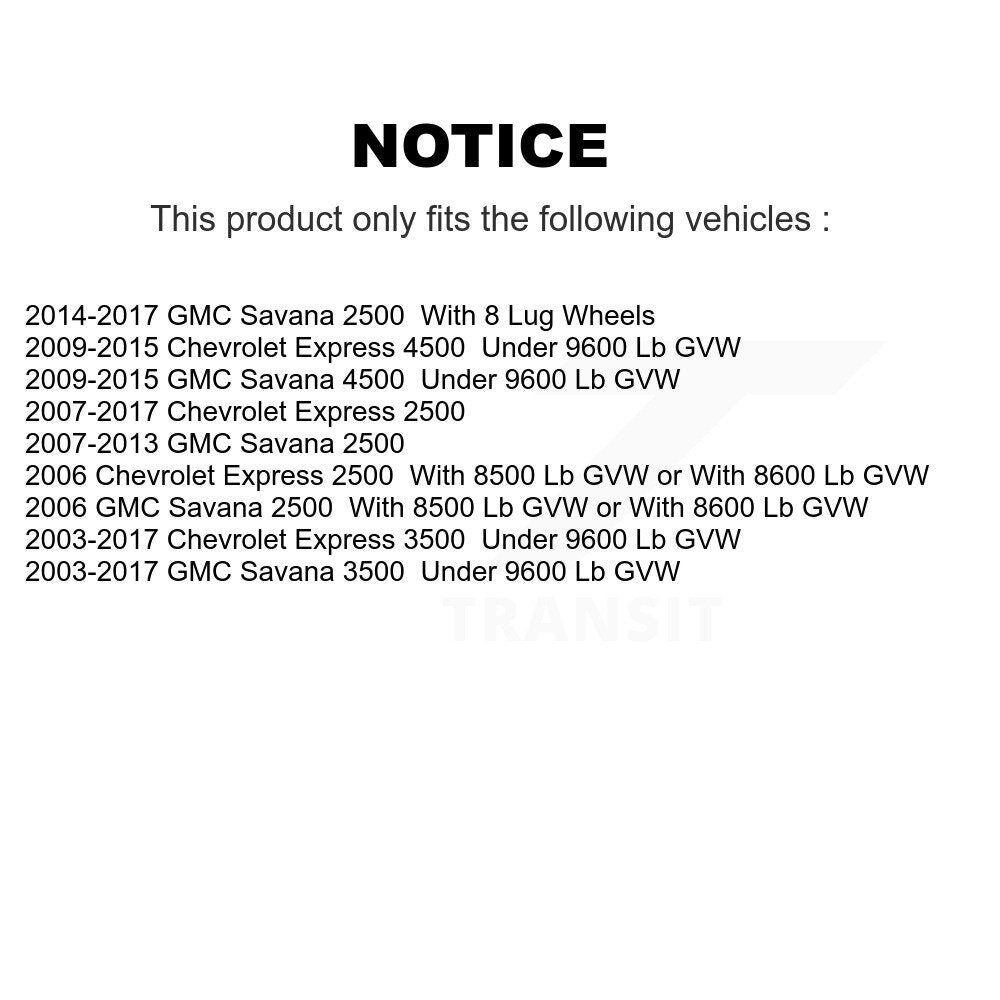 [Avant] Kit d'ensemble roulement de roue et moyeu pour Chevrolet Express 3500 2500 GMC Savana 4500 K7T-100276