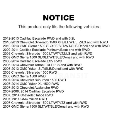 [Avant] Kit d'ensemble roulement de roue et moyeu pour Chevrolet Silverado 1500 GMC Sierra Tahoe Suburban Yukon XL Avalanche Cadillac Escalade ESV K7T-100293