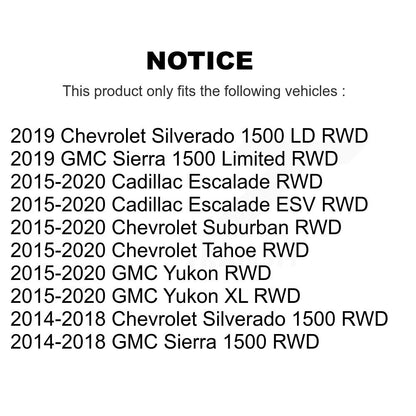 [Avant] Kit d'ensemble roulement de roue et moyeu pour Chevrolet Silverado 1500 GMC Sierra Tahoe Suburban Yukon Cadillac XL Escalade ESV LD Limited RWD K7T-100310