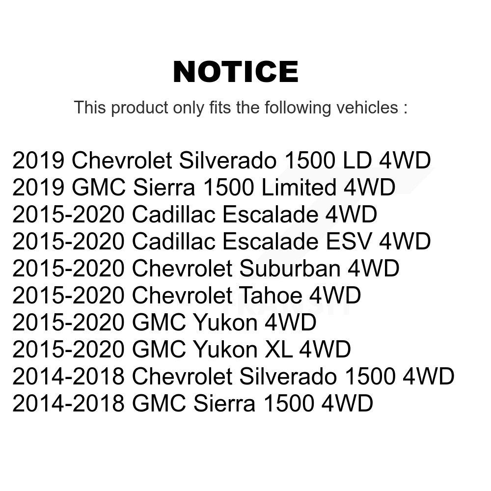 [Avant] Kit d'ensemble roulement de roue et moyeu pour Chevrolet Silverado 1500 GMC Sierra Tahoe Suburban Yukon Cadillac XL Escalade ESV LD Limited 4WD K7T-100311