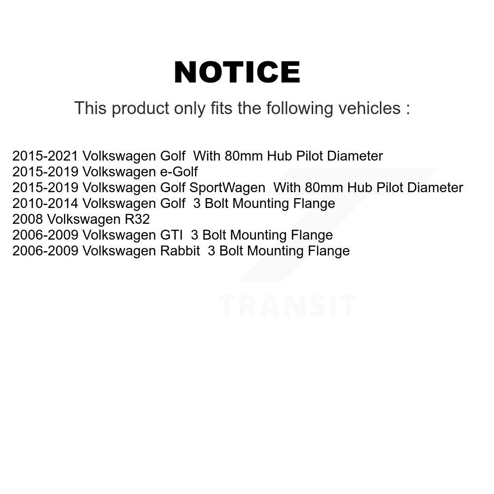 [Avant] Kit d'ensemble roulement de roue et moyeu pour 2016-2019 Volkswagen e-Golf PR Code G33 Located On The Vehicle Build Sticker K7T-100368