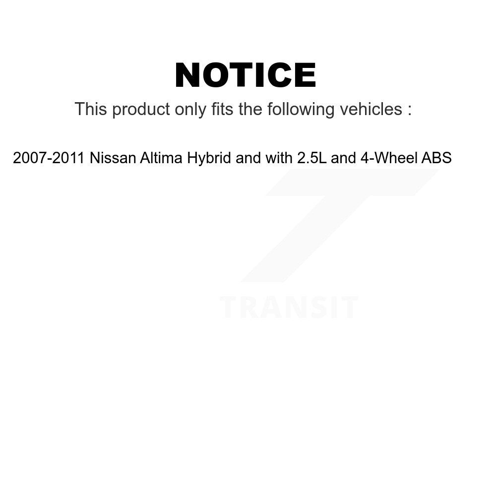 [Avant] Kit d'ensemble roulement de roue et moyeu pour 2007-2011 Nissan Altima Hybrid avec 2.5L 4-Wheel ABS K7T-100381