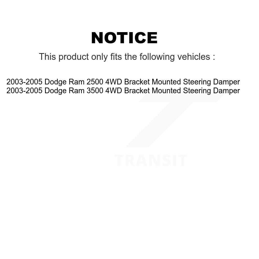 [Avant] Kit d'ensemble roulement de roue et moyeu pour 2003-2005 Dodge Ram 2500 3500 Bracket Mounted Steering Damper 4WD K7T-100432
