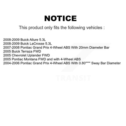 [Avant] Kit d'ensemble roulement de roue et moyeu pour Pontiac Grand Prix Buick LaCrosse Chevrolet Uplander Montana Terraza Allure K7T-100486