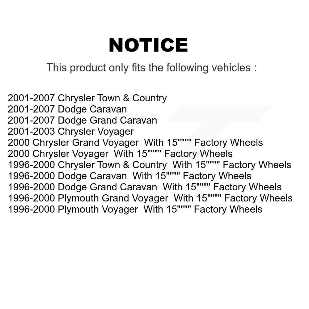 [Avant] Kit d'ensemble roulement de roue et moyeu pour Dodge Grand Caravan Chrysler Town & Country Plymouth Voyager K7T-100489