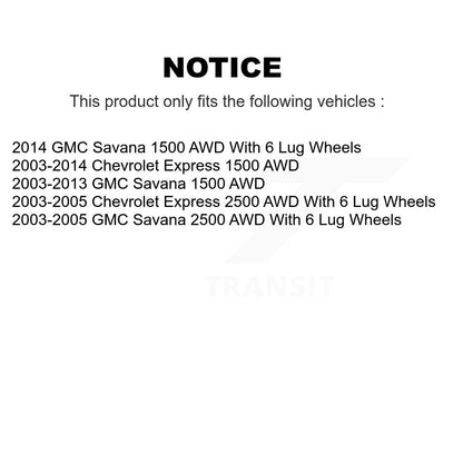 [Avant] Kit d'ensemble roulement de roue et moyeu pour Chevrolet Express 1500 2500 GMC Savana AWD K7T-100644