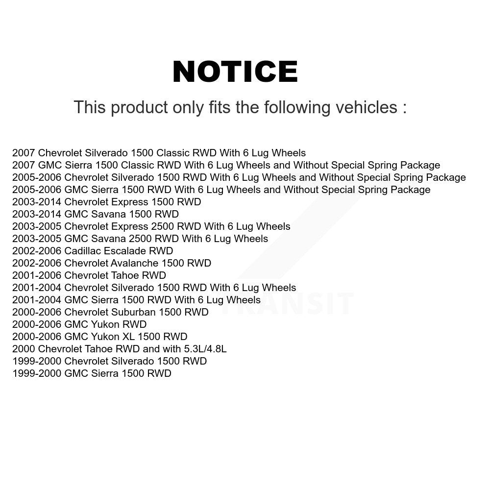 [Avant] Kit d'ensemble roulement de roue et moyeu pour Chevrolet Silverado 1500 GMC Tahoe Sierra Suburban Yukon Avalanche XL Classic Cadillac Escalade K7T-100668