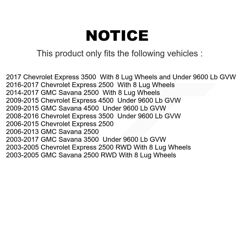 [Avant] Kit d'ensemble roulement de roue et moyeu pour Chevrolet Express 2500 GMC 3500 Savana 4500 K7T-100672