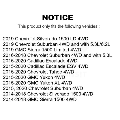 [Avant] Kit d'ensemble roulement de roue et moyeu pour Chevrolet Silverado 1500 GMC Sierra Tahoe Suburban Yukon Cadillac XL Escalade ESV LD Limited 4WD K7T-100747