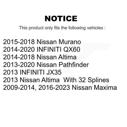 [Avant] Kit d'ensemble roulement de roue et moyeu pour Nissan Altima Maxima Pathfinder Murano INFINITI QX60 JX35 K7T-100783