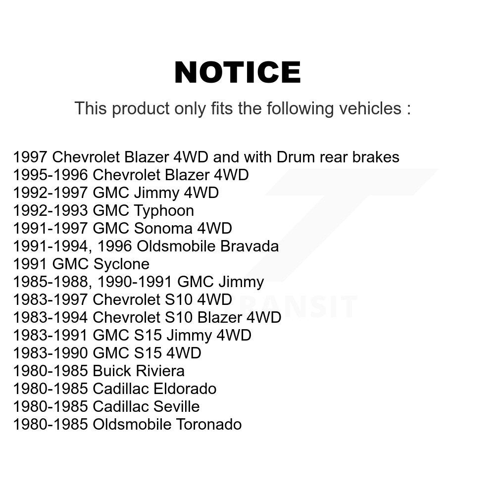 [Avant] Kit de Disque de frein pour Chevrolet S10 GMC Blazer Sonoma Jimmy S15 Cadillac Eldorado Oldsmobile Buick Riviera Seville Bravada Toronado Typhoon Syclone K8-100055