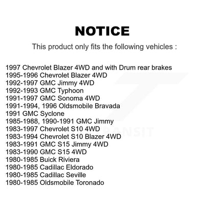 [Avant] Kit de Disque de frein pour Chevrolet S10 GMC Blazer Sonoma Jimmy S15 Cadillac Eldorado Oldsmobile Buick Riviera Seville Bravada Toronado Typhoon Syclone K8-100055