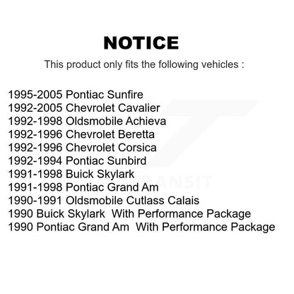 [Avant] Kit de Disque de frein pour Chevrolet Cavalier Pontiac Sunfire Grand Am Buick Skylark Corsica Oldsmobile Achieva Beretta Sunbird Cutlass Calais K8-100058