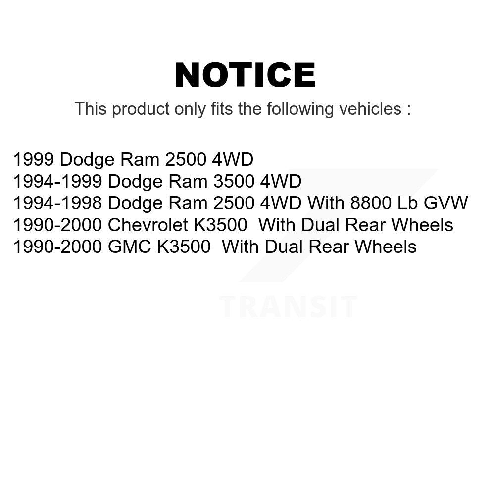 [Avant] Kit de Disque de frein pour Dodge Ram 2500 K3500 3500 Chevrolet GMC K8-100063