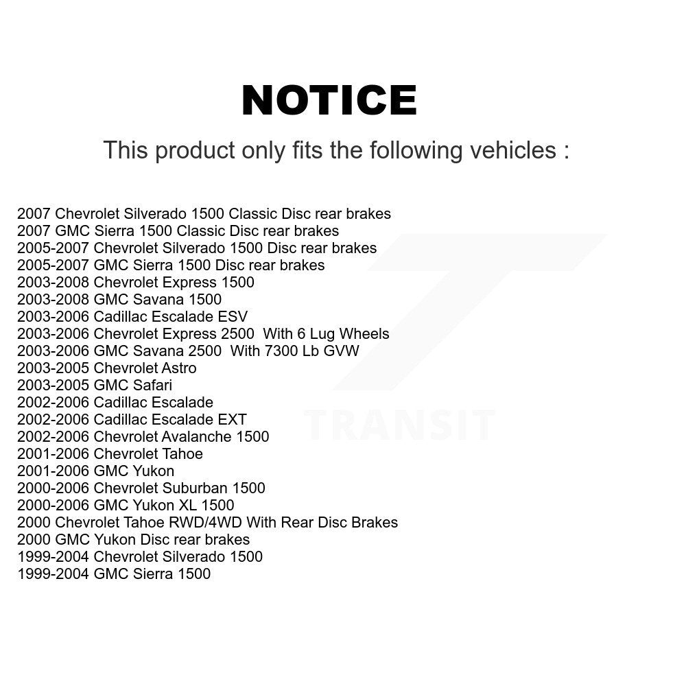 [Avant] Kit de Disque de frein pour Chevrolet Silverado 1500 GMC Sierra Tahoe Suburban Yukon Avalanche XL Cadillac Classic Escalade Express 2500 Astro ESV EXT Savana Safari K8-100069