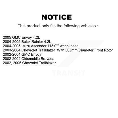 [Avant] Kit de Disque de frein pour Chevrolet Trailblazer GMC Envoy Buick Rainier Oldsmobile Bravada Isuzu Ascender K8-100074