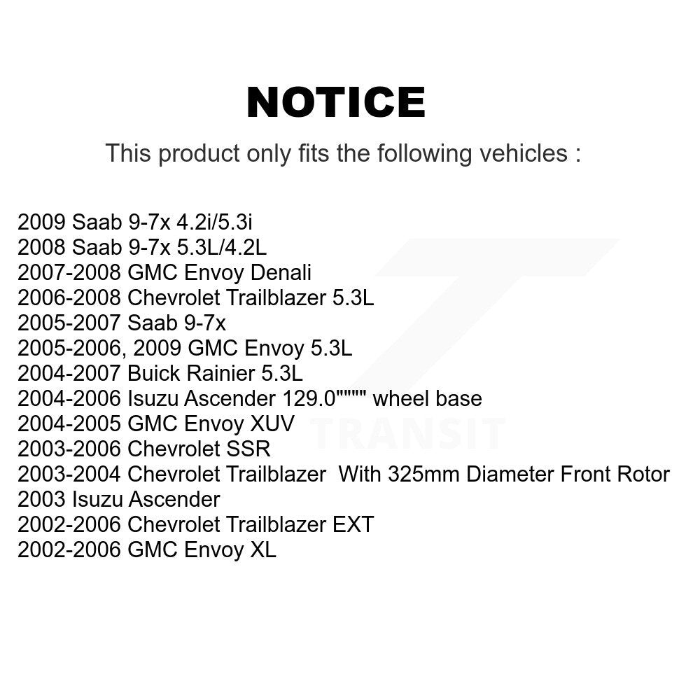 [Avant] Kit de Disque de frein pour Chevrolet Trailblazer GMC EXT Envoy XL Buick Rainier XUV SSR Isuzu Ascender Saab 9-7x K8-100075