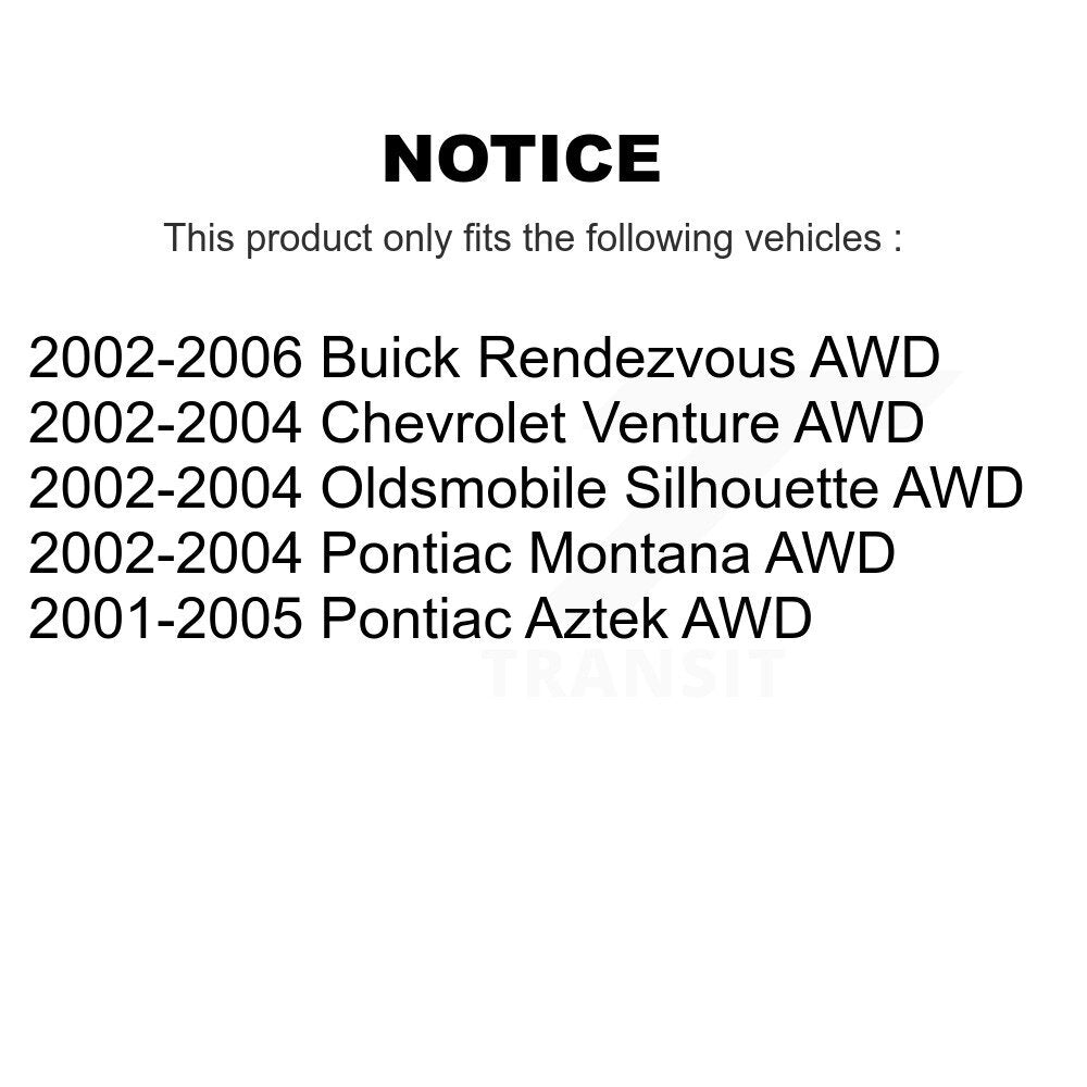 [Avant] Kit de Disque de frein pour Buick Rendezvous Chevrolet Venture Pontiac Montana Aztek Oldsmobile Silhouette AWD K8-100076