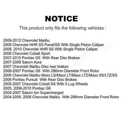 [Avant] Kit de Disque de frein pour Chevrolet Malibu Pontiac G6 Cobalt Saturn Ion HHR Aura G5 Pursuit K8-100081